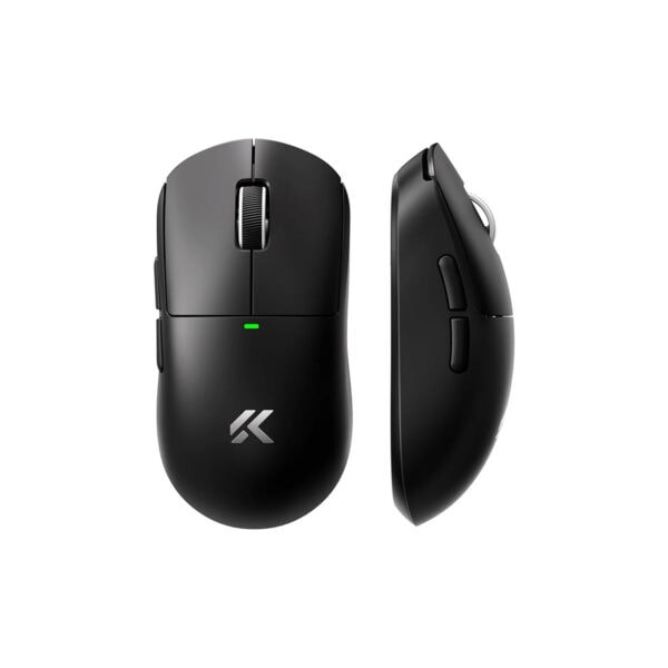 Siyah MCHOSE A5 V3 kablosuz oyun faresi, 8K Hz hızlı bağlantı ve ergonomik tasarım ile üstün performans sağlar. Oyun ve ofis kullanımı için ideal, yüksek hassasiyetli ve konforlu.