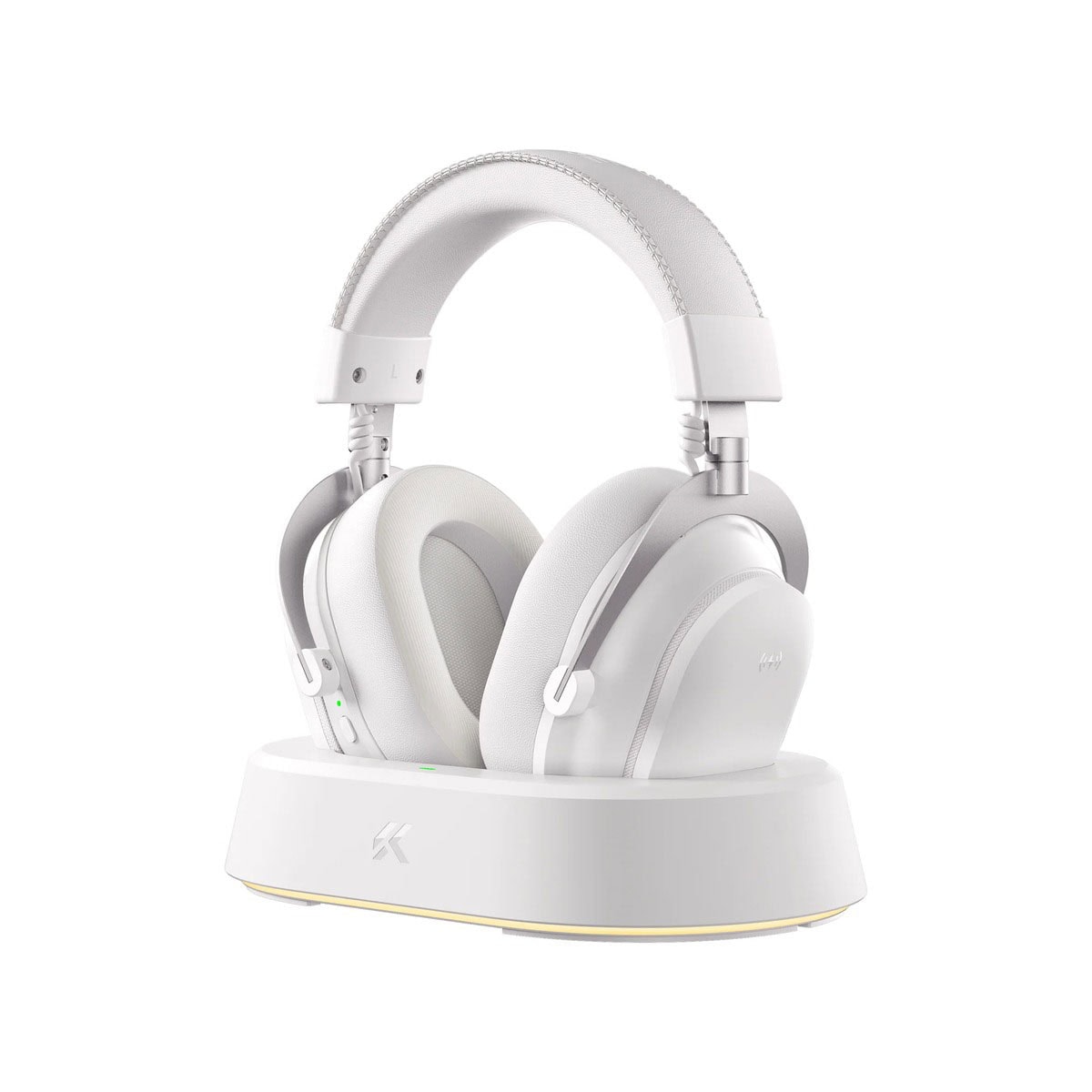 Yüksek kaliteli MCHOSE V9 Turbo Icy White kablosuz oyun kulaklığı, 7.1 surround ses ve konforlu tasarımıyla oyun deneyiminizi artırır.