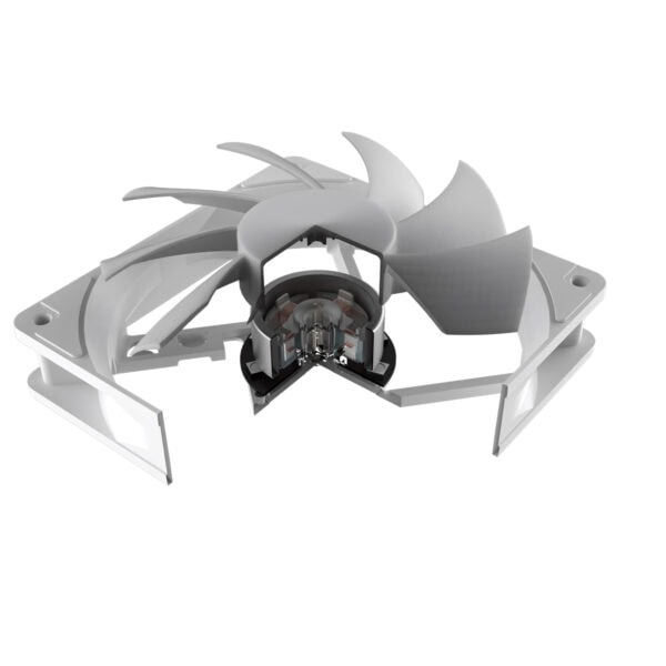 Yüksek performanslı MSI MAG F120 ARGB beyaz 120mm kasa fanı, şık tasarımı ve ARGB aydınlatmasıyla bilgisayar kasalarınızda etkileyici görünüm sağlar.
