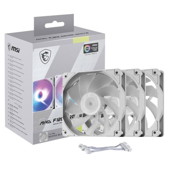 MSI MAG F120 ARGB Beyaz 120mm 3'lü kasa fanı, yüksek performans ve şık tasarımıyla bilgisayar kasalarınızda optimal hava akışı sağlar. ARGB aydınlatma özellikleriyle estetik görünüm sunar.