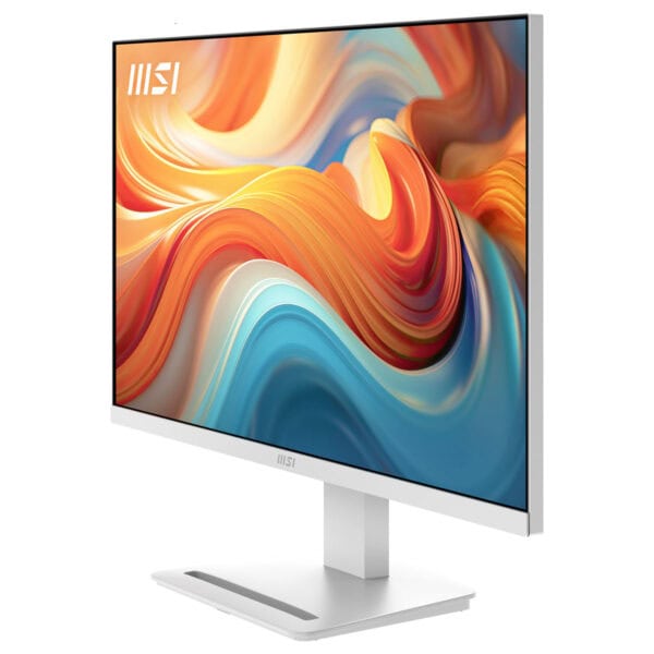 MSI PRO MP273W E14A 27 inç 144 Hz Full HD IPS monitör, beyaz renkli, yüksek yenileme hızı ve düşük gecikme süresi ile oyun ve profesyonel kullanım için ideal.