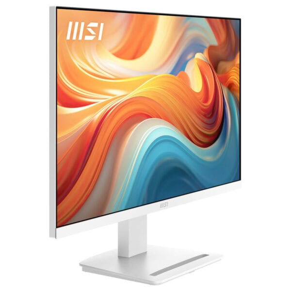Yüksek çözünürlüklü MSI PRO MP273W E14A 27 inç Full HD IPS monitör, 144 Hz yenileme hızı ve 1ms tepki süresi ile oyun ve profesyonel kullanım için ideal. Beyaz tasarımıyla şık ve modern görünüm sağlar.