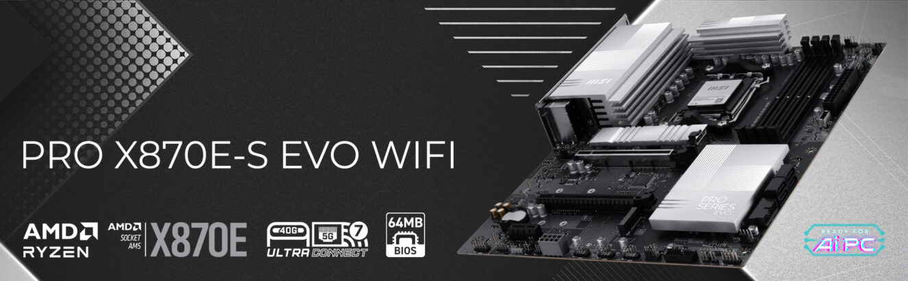 Pro X870E-S EVO WIFI anakart, AMD Ryzen işlemciler için yüksek performanslı ve gelişmiş özelliklere sahip ATX anakart. DDR5 RAM, M.2 SSD ve HDMI çıkışlarıyla oyun ve profesyonel kullanım için ideal.