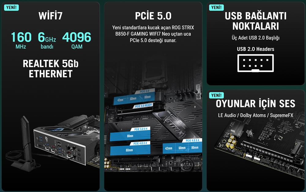 ROG STRIX B850-F GAMING WIFI7 NEO ASUS ROG STRIX B850-F GAMING WIFI7 NEO Anakart H13