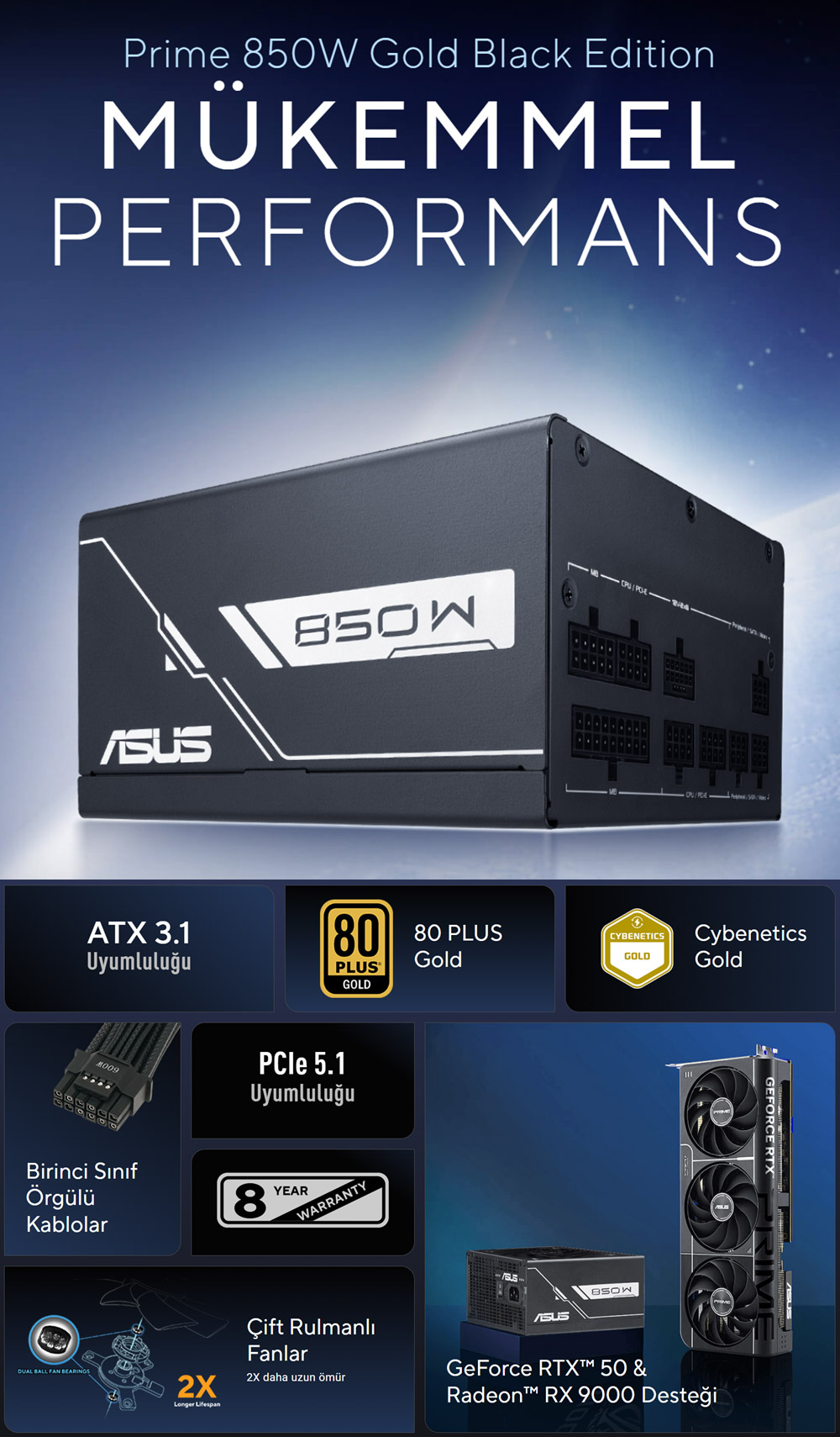 Prime 850W Gold Black Edition