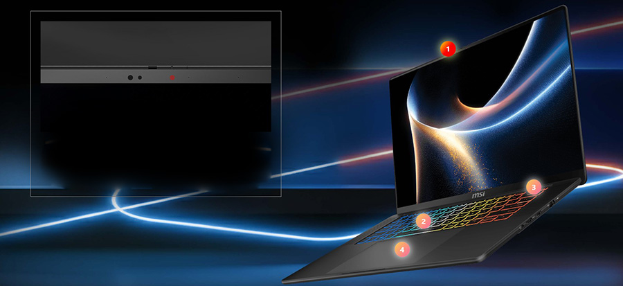 MSI STEALTH 16 AI+ B3WI-003TR Intel Core Ultra 9-386H GeForce RTX 5080 16GB 125W 32GB DDR5 1TB SSD 16 inç QHD+ 240Hz OLED W11 Home Gaming Laptop h20