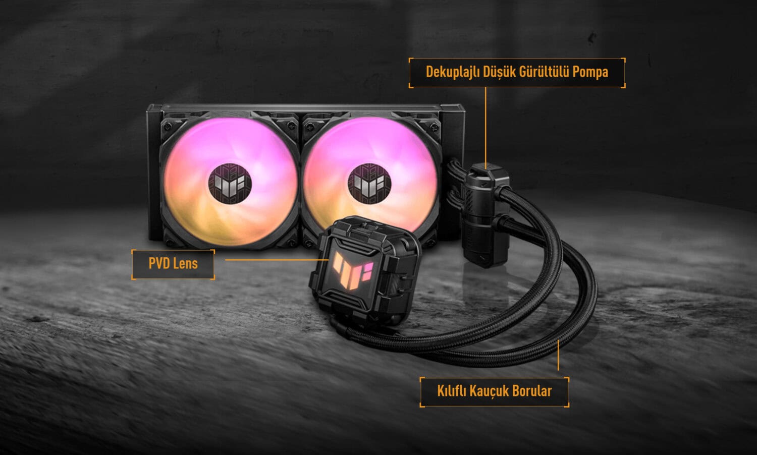 TUF Gaming LC II 240 ARGB ARGB aydınlatmalı 240mm sıvı işlemci soğutucu.