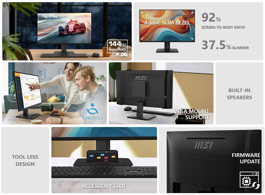 MSI PRO MP242 E14A 23.8 inç 144Hz 1ms Full HD Adaptive Sync IPS Monitör h3