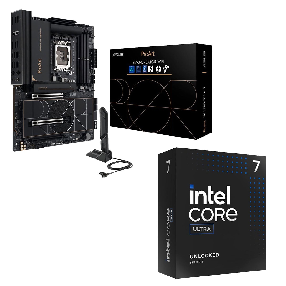 ASUS ProArt Z890-Creator WiFi Anakart ve Intel Core Ultra 7 265KF Tray İşlemci ile yüksek performans ve verimlilik sağlar. Profesyonel ve oyun amaçlı kullanımlar için ideal, gelişmiş bağlantı özellikl.