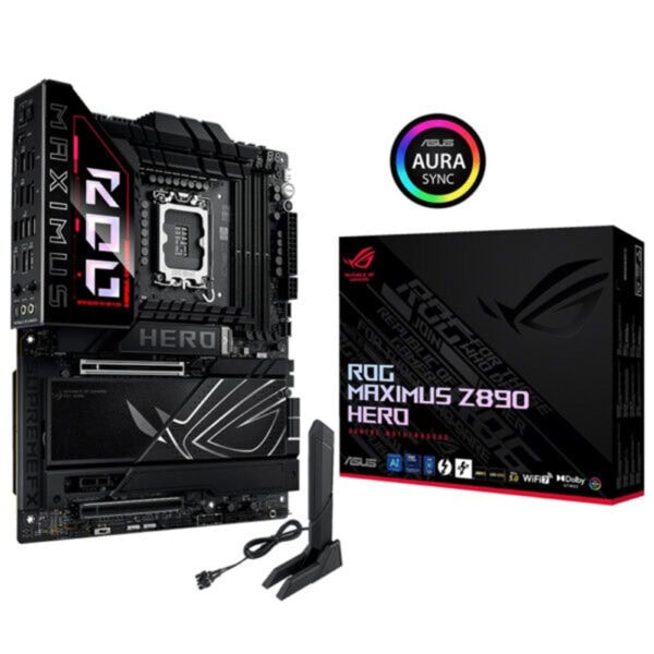 ASUS ROG Maximus Z890 Hero anakart ve Intel Core Ultra 9 285K Tray işlemci, yüksek performans ve oyun odaklı özellikler sunar. Anakart, RGB aydınlatma ve Aura Sync uyumu ile estetik ve fonksiyonellik.