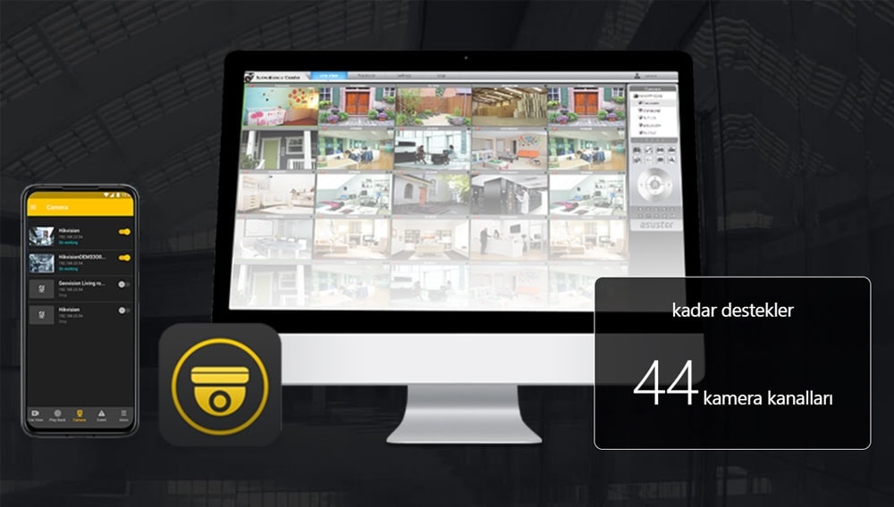 LOCKERSTOR 4 Gen2 (AS6706T) Yüksek çözünürlüklü güvenlik görüntüleri izleme ve yönetimi için bilgisayar ve akıllı telefon uyumlu çoklu kamera sistemi.
