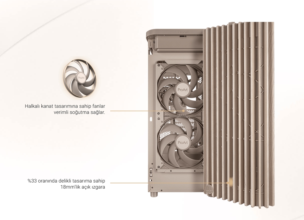ProArt PA401 Wood Edition Beige - Mesh Panel ASUS ProArt PA401 Wood Edition Beige - Mesh Panel Gaming Kasa H4