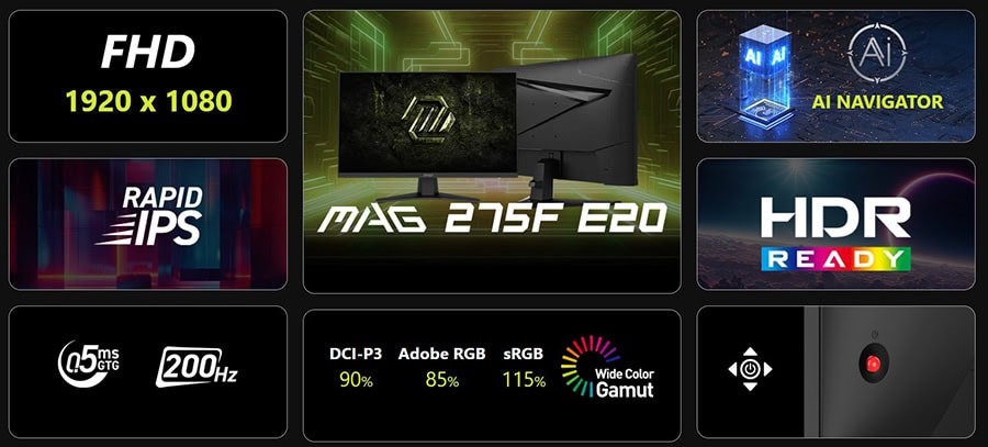 MSI MAG 275F E20 27 inç 200Hz Full HD Gaming Monitör.