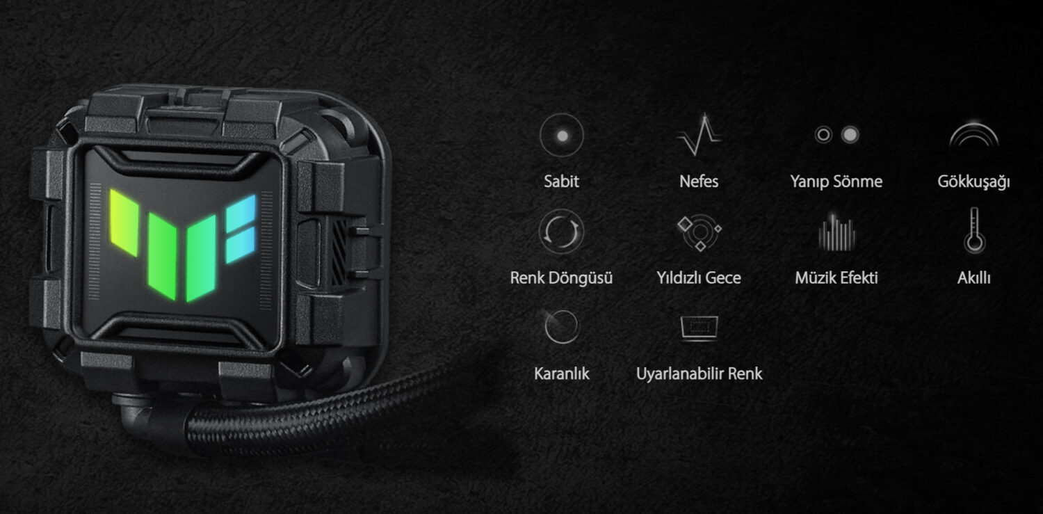 TUF Gaming LC II 240 ARGB ASUS TUF Gaming LC II 240 ARGB İşlemci Sıvı Soğutucu, Intel ve AMD uyumlu, 240mm radyatör, RGB aydınlatma ve sessiz çalışma özellikleriyle yüksek performans sağlar.