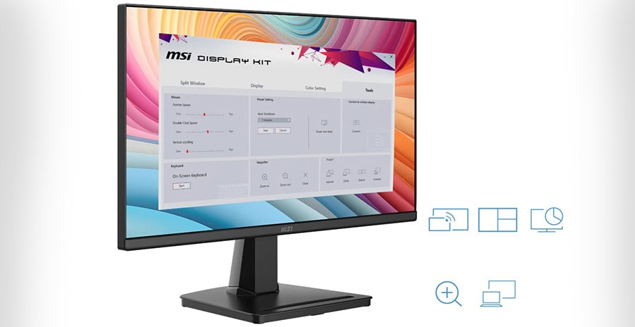 Yüksek çözünürlüklü MSI PRO MP225 E12VL 21.45 inç Full HD monitör, 120Hz yenileme hızı ve Adaptive Sync teknolojisi ile akıcı görüntü sağlar.