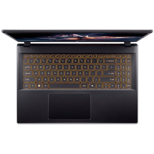 Açık renkli klavye ve 15.6 inç Full HD ekranlı Acer Nitro V 15 ANV15-52 oyun dizüstü bilgisayarı, Intel Core i5-13420H ve GeForce RTX 5050 grafik kartı ile yüksek performans sağlar.