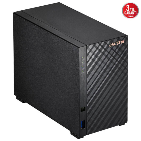 Depolama Ünitesi Asustor DRIVESTOR 2 Lite (AS1102TL) NAS, Realtek RTD1619B işlemci ve 1GB RAM ile yüksek performans sağlar. Güçlü ve güvenilir depolama çözümü, ev ve ofis kullanımı için idealdir.