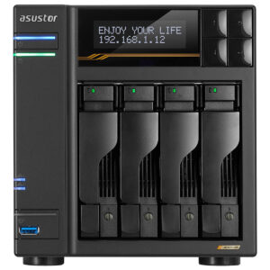 Asustor LOCKERSTOR 4 Gen3 NAS, 16GB DDR5 RAM ve 10GbE bağlantı ile yüksek performans sağlar. Çoklu sürücü yuvaları ve gelişmiş veri güvenliği özellikleriyle kurumsal ve ev kullanımı için ideal.