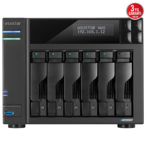 ASUSTOR NAS cihazı, yüksek performans ve güvenilirlik sunan 6 yuvalı depolama çözümüdür. Intel Celeron N5105 işlemci ve 8GB RAM ile güçlü veri yönetimi sağlar.