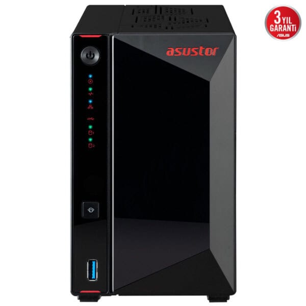 Asustor NIMBUSTOR 2 Gen2, Intel Celeron N5105 işlemcili, 4GB RAM ve 2.5GbE bağlantı özellikleriyle yüksek performanslı NAS depolama çözümüdür.
