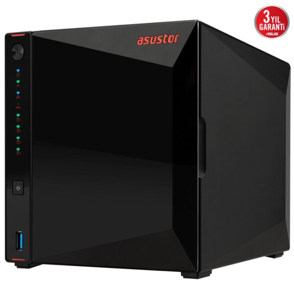Asustor NIMBUSTOR 4 Gen2 (AS5404T) Intel Celeron N5105, 4GB RAM, 4 Yuvalı, 2.5GbE bağlantı ile yüksek performanslı NAS depolama çözümü.