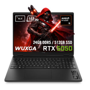 HP OMEN 15-gb0011nt gaming dizüstü bilgisayar, AMD Ryzen 5 işlemci, GeForce RTX 5050 ekran kartı, 24GB DDR5 RAM, 512GB SSD, 15.3 inç WUXGA ekran, 165Hz yenileme hızı, IPS panel, FreeDos.