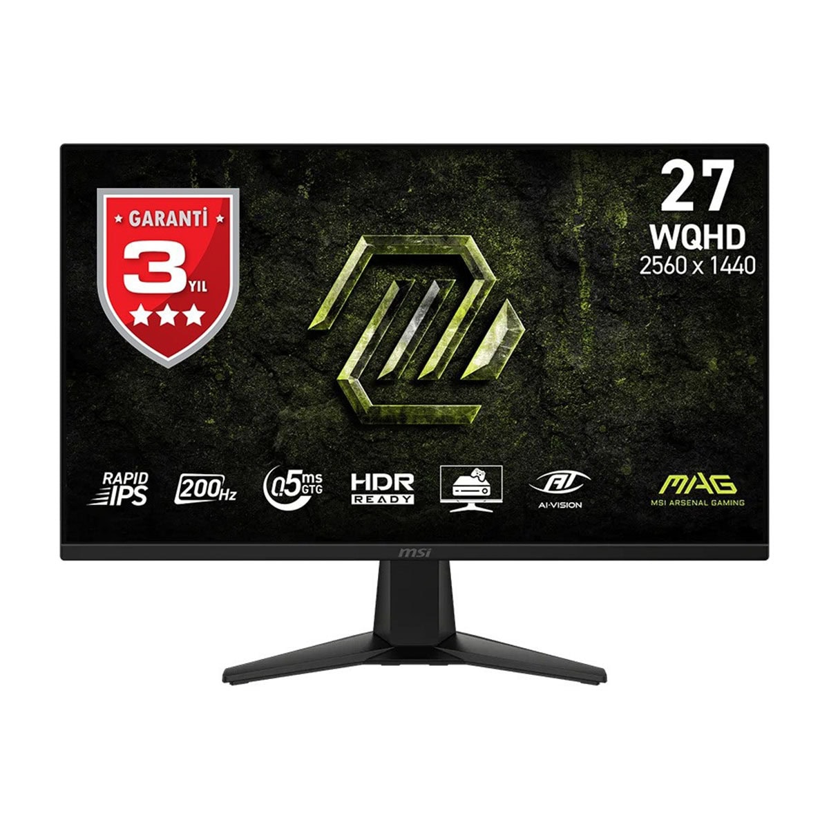 MSI MAG 275QF E20 27 inç WQHD 2560x1440, 200Hz, 0.5ms, Adaptive Sync, Rapid IPS, Gaming Monitör.