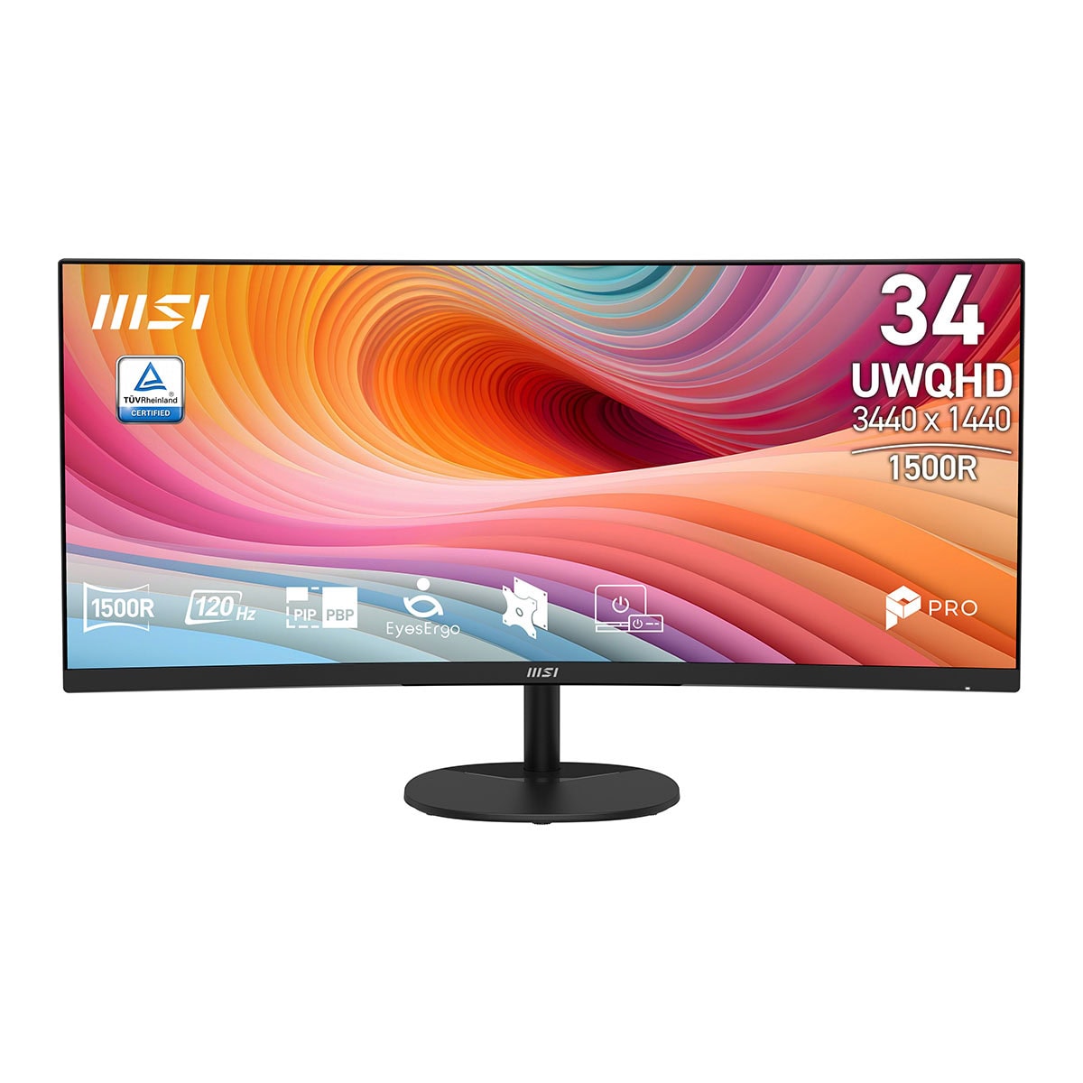 MSI PRO MP341CQ E12 34 inç UWQHD kavisli monitör, 120Hz yenileme hızı ve 1ms tepki süresi ile yüksek performans sağlar. VA panel, Adaptive Sync ve EyeSero teknolojisi ile oyun ve profesyonel kullanım.