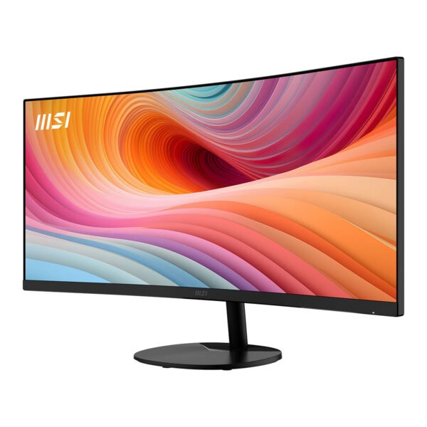 MSI PRO MP341CQ E12 34 inç kavisli monitör, 120Hz yenileme hızı ve UWQHD çözünürlük ile yüksek performans sağlar. Adaptive Sync teknolojisi ve VA paneli ile net ve akıcı görüntüler sunar.
