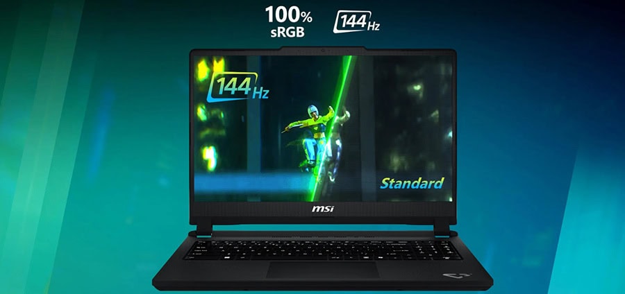 Yüksek yenileme hızına sahip MSI gaming laptop, 144Hz ekran ve %100 sRGB renk gamı ile üstün oyun deneyimi sağlar. Modern tasarımı ve güçlü performansıyla oyun tutkunlarının tercihidir.