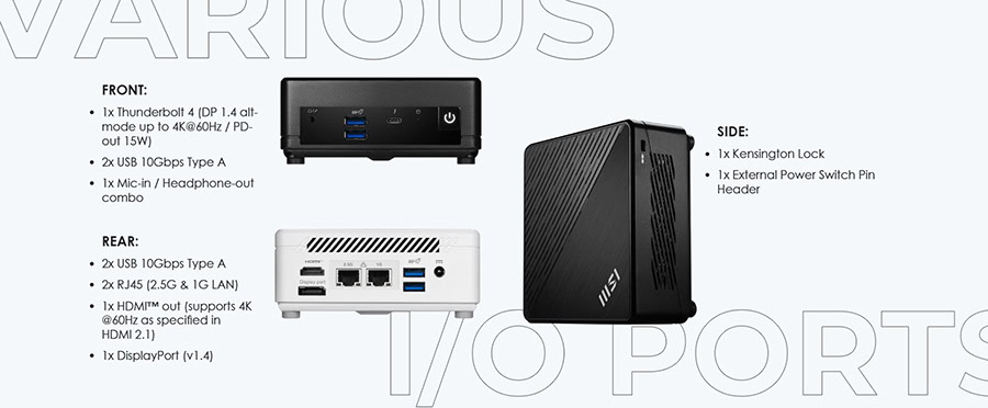 MSI CUBI 5 1M-495EU Intel Core 7-150U 16GB DDR5 1TB SSD W11 Pro Mini Bilgisayar h23
