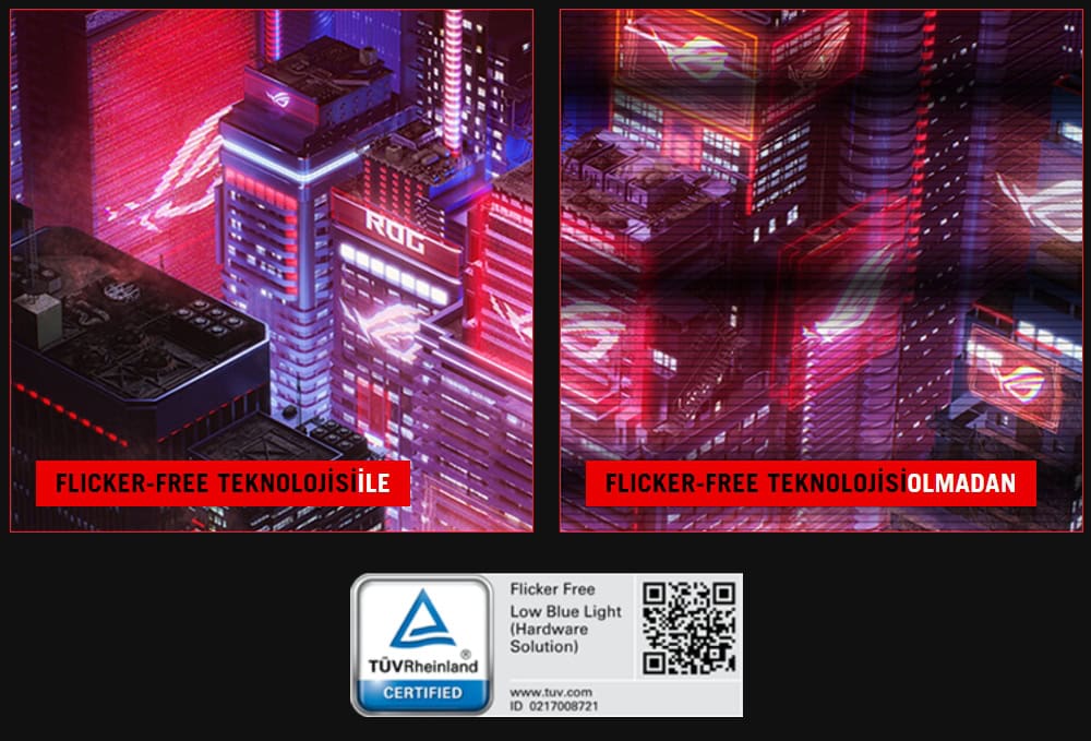XG27UQDMS Parlak neon ışıklarla aydınlatılmış modern şehir silüeti, yüksek teknolojili binalar ve dijital ekranlar ile dolu, gece atmosferinde canlı ve futuristik bir şehir görüntüsü.