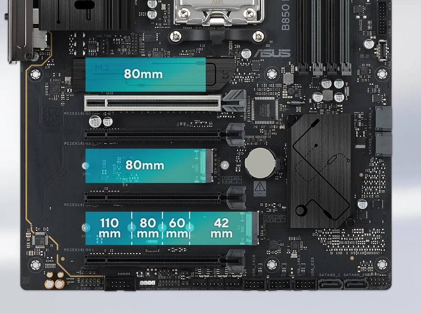 B850 MAX GAMING WIFI ASUS B850 MAX GAMING WIFI 9000MHz (OC) DDR5 Soket AM5 M.2 HDMI DP ATX Anakart h7