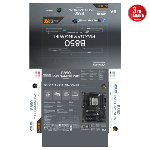 Asus B850 Max Gaming Wifi 9000mhz Oc Ddr5 Soket Am5 M 2 Hdmi Dp Atx Anakart 11