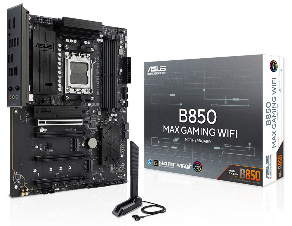 B850 MAX GAMING WIFI ASUS B850 MAX GAMING WIFI 9000MHz (OC) DDR5 Soket AM5 M.2 HDMI DP ATX Anakart h1