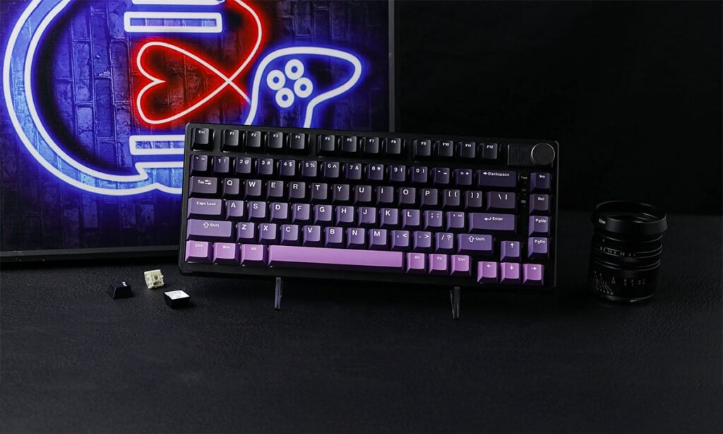 Epomaker He75 Mag Black Purple Hall Effect Gateron Magnetic White Gaming Klavye H1