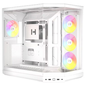 RGB aydınlatmalı oyuncu bilgisayarı kasası, şeffaf panel ve yüksek hava akışı sağlayan tasarımıyla gaming ve performans odaklı bilgisayar sistemleri için ideal.