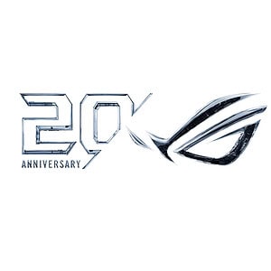 ASUS ROG 20. Yılını kutlayan sınırlı üretim 'Edition 20' koleksiyonunun logosu, modern ve şık tasarım.