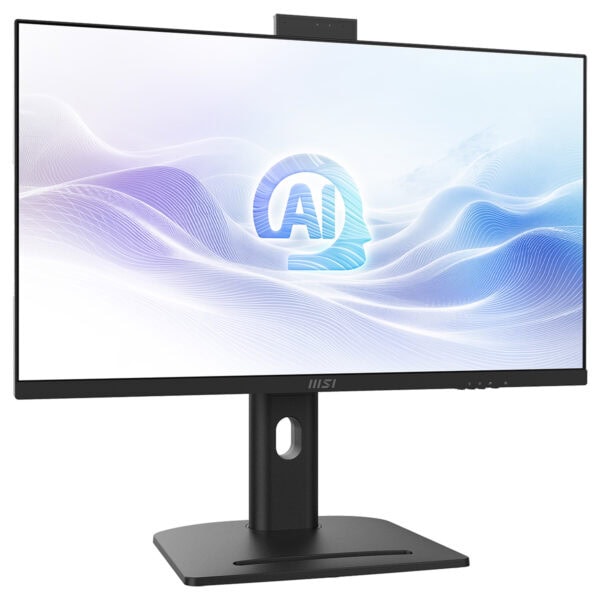 Yapay zeka simgesi bulunan bilgisayar monitörü, yüksek çözünürlük ve modern tasarımıyla dikkat çekiyor. Teknoloji ve yapay zeka odaklı içeriklerde kullanılmak üzere ideal, şık ve fonksiyonel bir ekran.