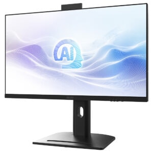 Yapay zeka teknolojisiyle donatılmış yüksek çözünürlüklü bilgisayar monitörü, oyun ve profesyonel kullanım için ideal, şık ve modern tasarım.