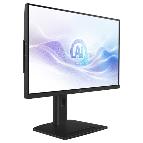 Yapay zeka simgeli bilgisayar monitörü, yüksek çözünürlüklü ekran ve modern tasarım ile oyun ve ofis kullanımı için ideal.