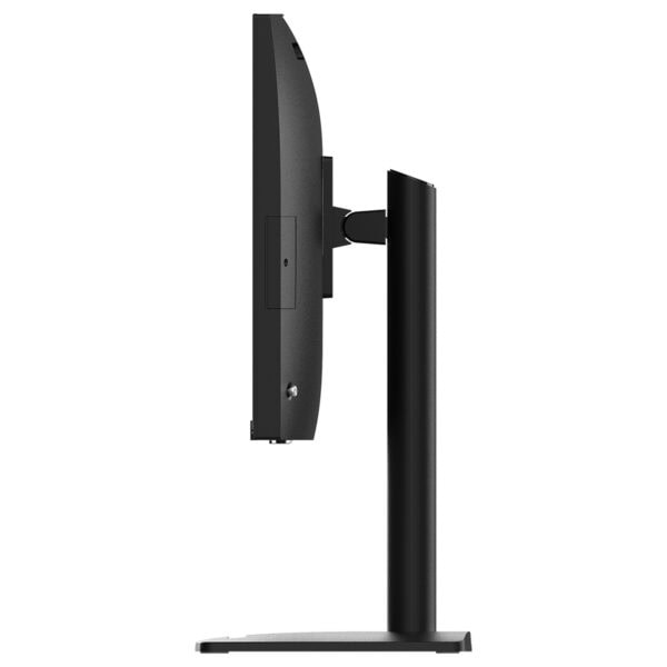 Monitör ve standı yan görünüm, yüksek çözünürlüklü ekran ve modern tasarım, bilgisayar ve oyun odaklı kullanım için ideal, şık ve ergonomik bilgisayar monitörü.