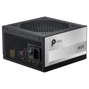 MSI PRO 650W güç kaynağı, yüksek verimlilik ve güvenilirlik sağlayan, oyun ve bilgisayar sistemleri için ideal, dayanıklı ve sessiz çalışma özelliklerine sahip.
