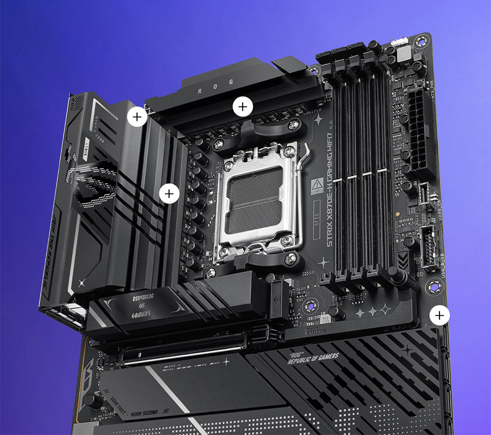 ROG STRIX X870E-H GAMING WIFI7 ASUS ROG Strix X870E-H GAMING WIFI7 8000MHz (OC) DDR5 Soket AM5 M.2 HDMI ATX Anakart h11