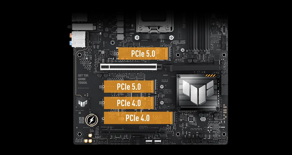 TUF GAMING X870-PLUS WIFI ASUS TUF Gaming X870-PLUS WiFi 8000MHz(OC) DDR5 Soket AM5 M.2 HDMI ATX Anakart h12