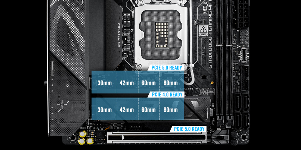 ASUS ROG Strix B860-I Gaming WiFi 9066MHz (OC) DDR5 Soket LGA1851 M.2 HDMI DP Thunderbolt Mini-ITX Anakart h12