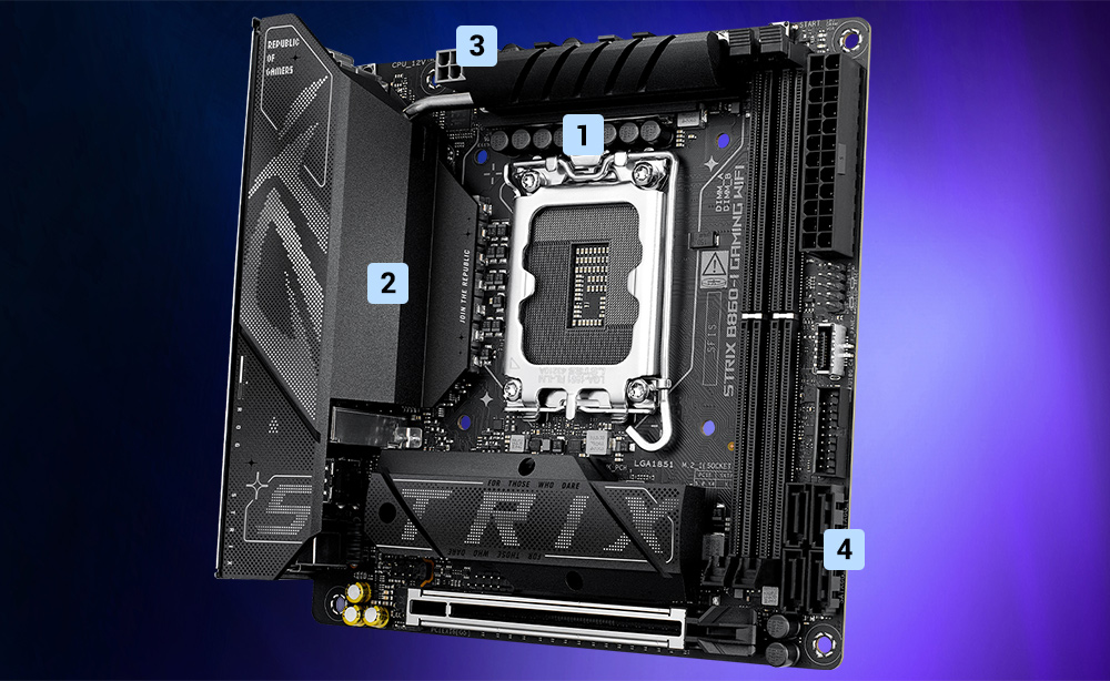 ASUS ROG Strix B860-I Gaming WiFi 9066MHz (OC) DDR5 Soket LGA1851 M.2 HDMI DP Thunderbolt Mini-ITX Anakart h13
