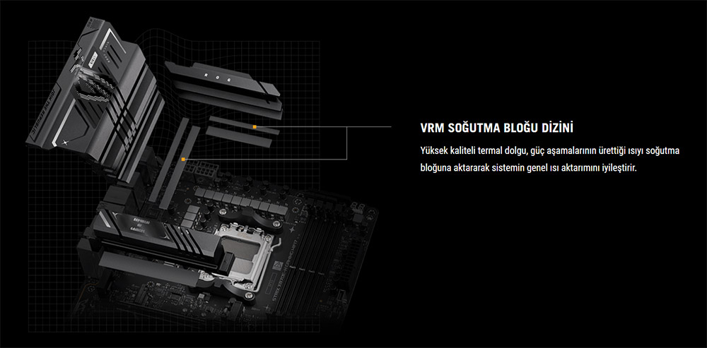 ROG STRIX X870E-H GAMING WIFI7 ASUS ROG Strix X870E-H GAMING WIFI7 8000MHz (OC) DDR5 Soket AM5 M.2 HDMI ATX Anakart h13