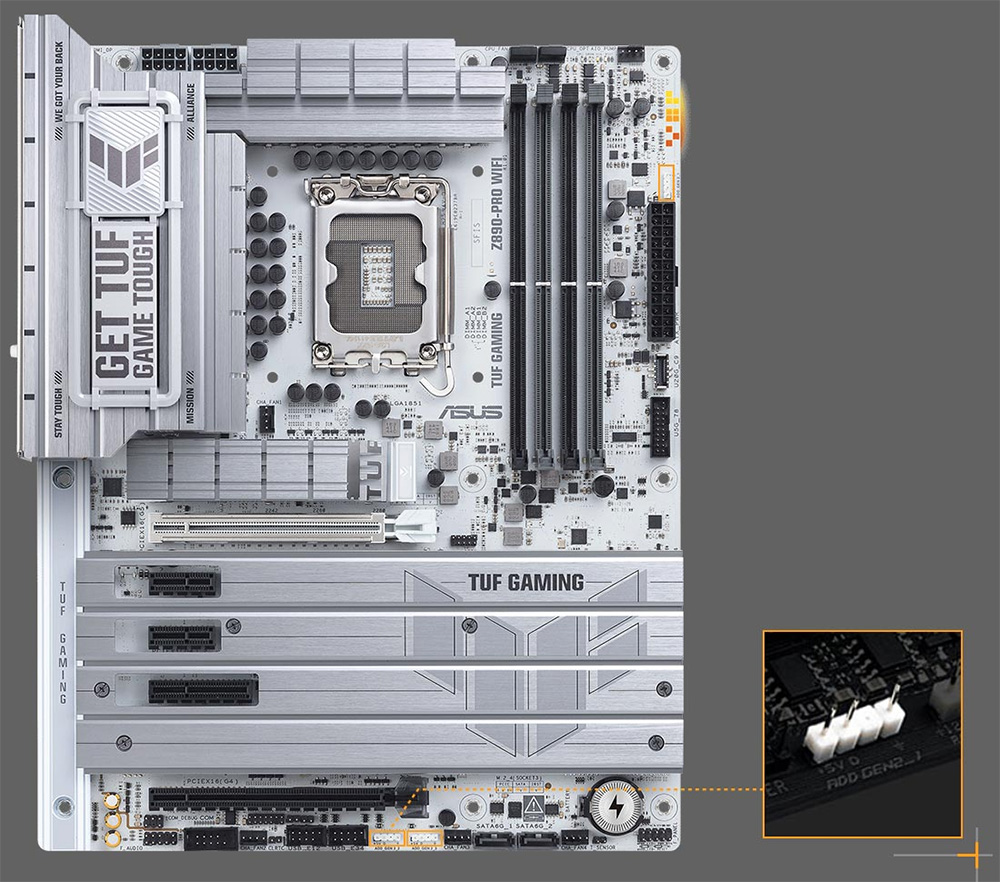 TUF Gaming Z890-Pro WiFi ASUS TUF Gaming Z890-Pro WiFi 9066MHz (OC) DDR5 Soket LGA1851 M.2 HDMI DP ATX Anakart h18