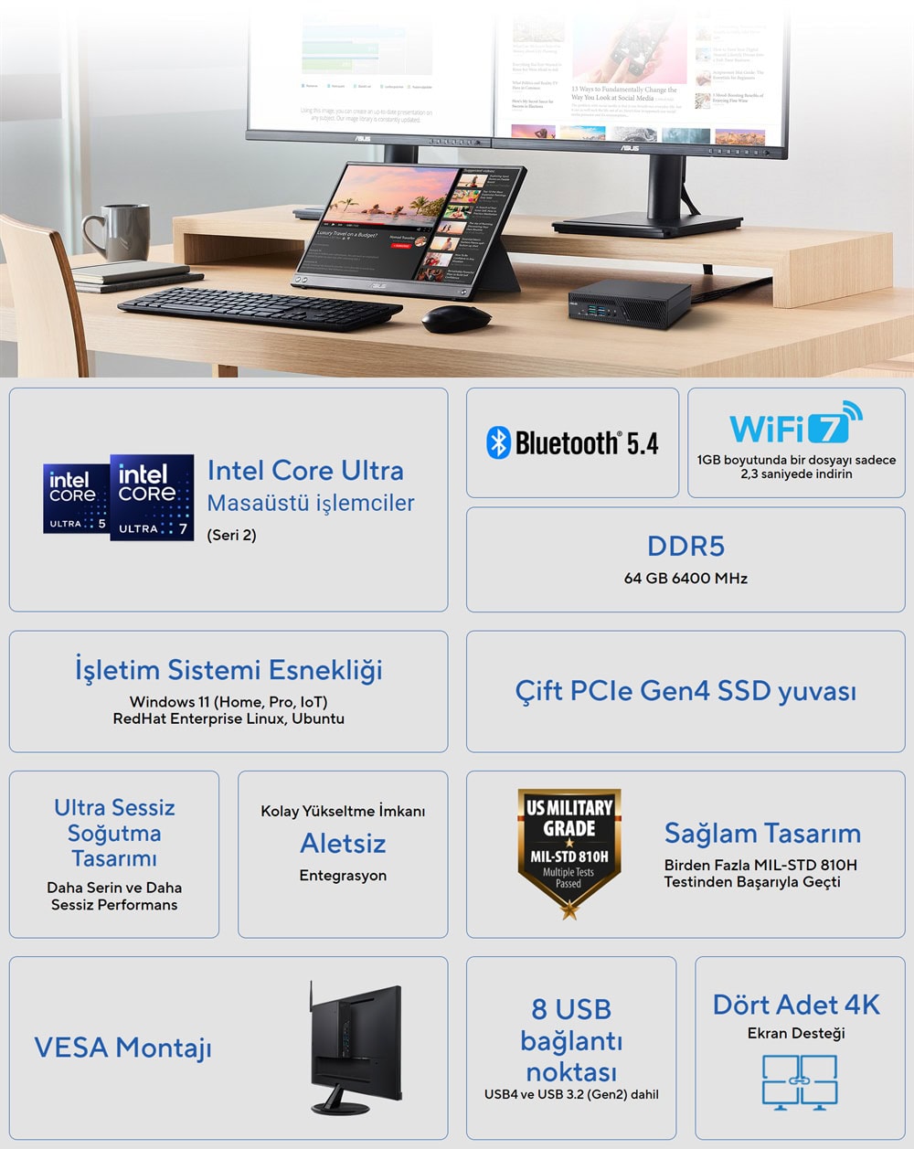 PB64-B50060MH ASUS PB64-B50060MH Intel Ultra 5-225 16GB DDR5 256GB SSD FreeDos Mini Bilgisayar h2
